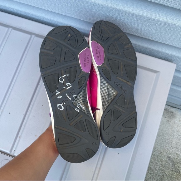 Vionic Benture Sneakers Fuchsia Pink Lace Up Comfort Shoes Mesh Leather Size 11 - Picture 12 of 13